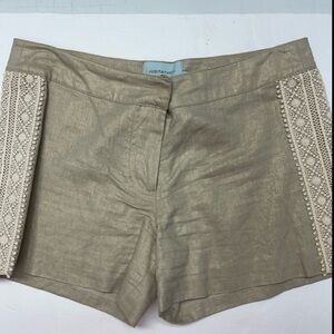 Judith March Tan Shorts with Cream Lace Accents
